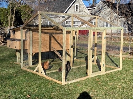 4-15+ hen coop & 7x8 run system wrapped in 1" hex poultry wire