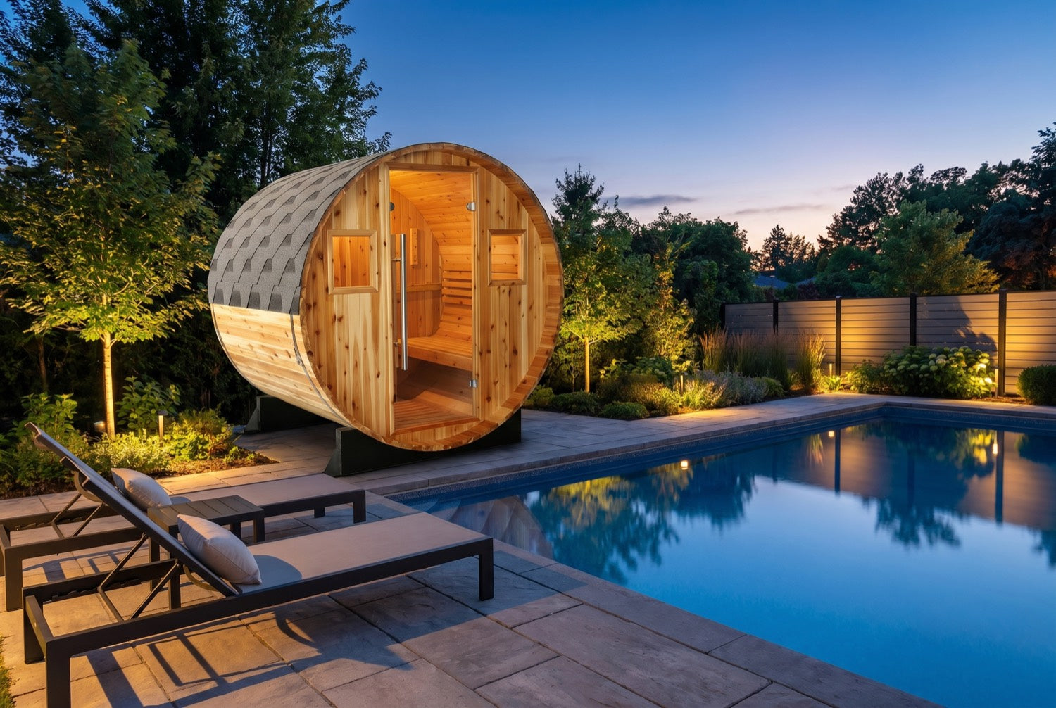 Solace 2-Person Traditional Wet/Dry Barrel Sauna with 6kW Harvia Heater