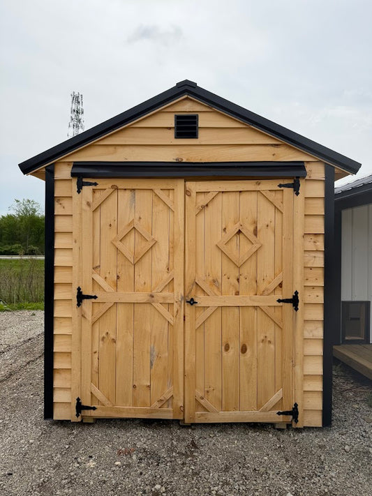Amish-Built Rough Sawn Storage with French Entry Doors & Window*