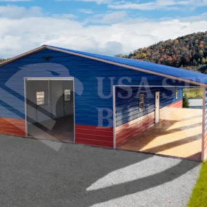 Vertical Roof Metal Garages 36x50x19 with 12 wide Lean-to