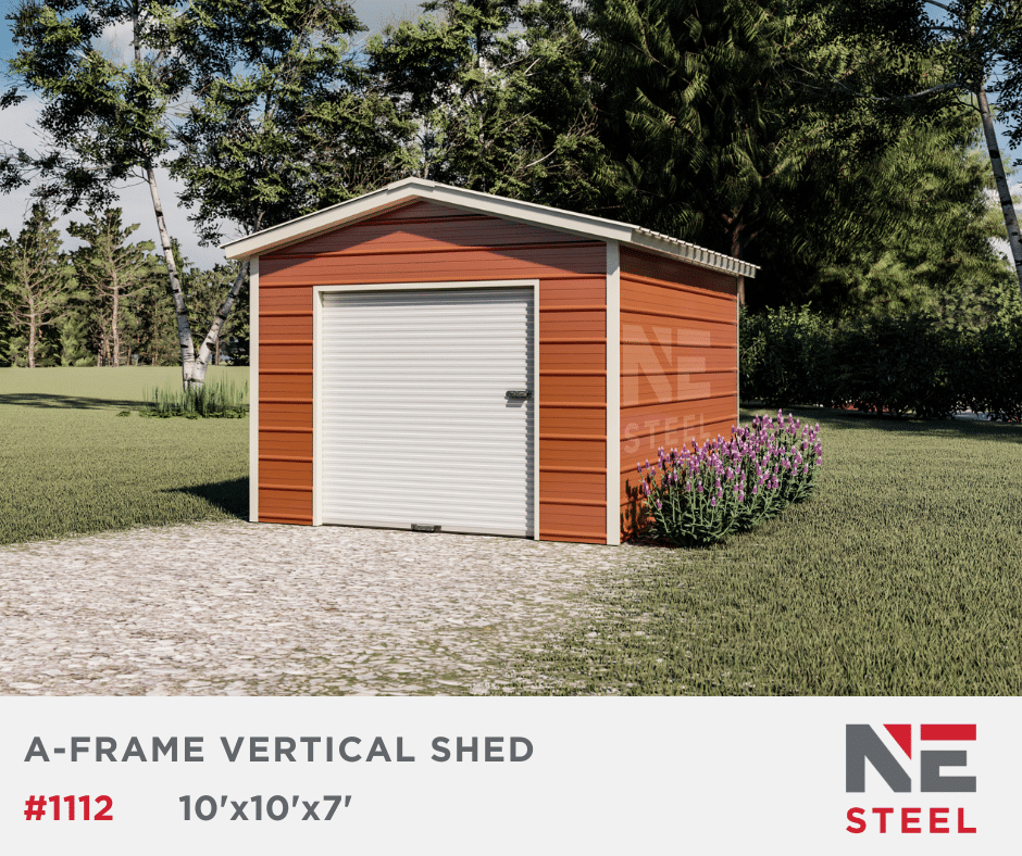 x7' A-frame Vertical Steel Shed #1112