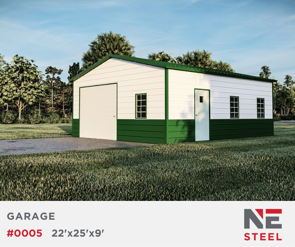 22’x25’x9′ Steel Garage