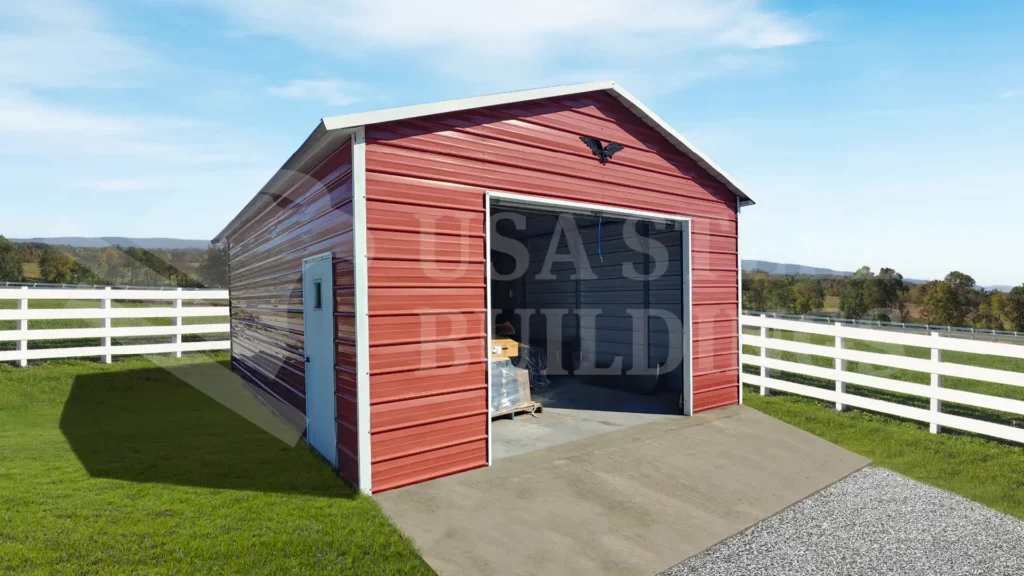 Boxed Eave Roof Metal Garages 18x25x9 FT