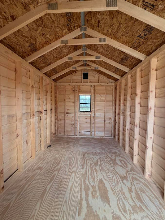 Amish-Built Rough Sawn Storage with French Double Doors & Window*