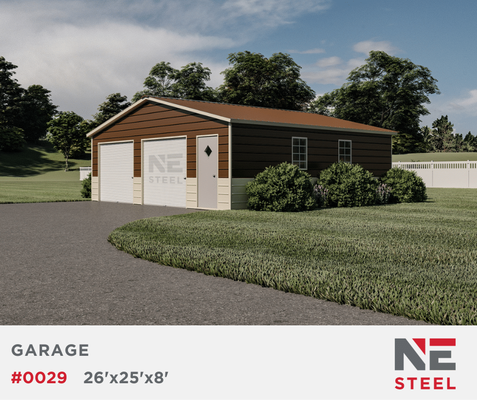 26’x25’x8′ Steel Garage
