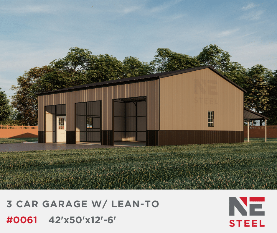 x12'/6' Metal Garage w/ Lean-To
