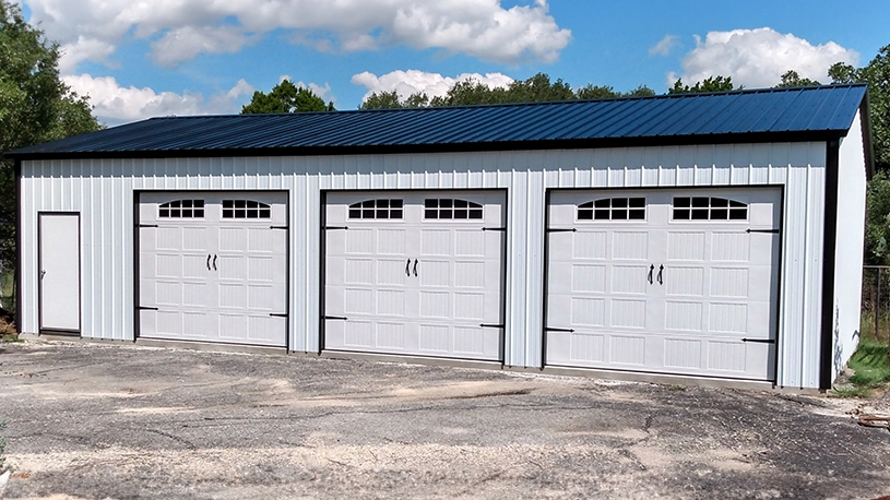 Three Car Metal Garage